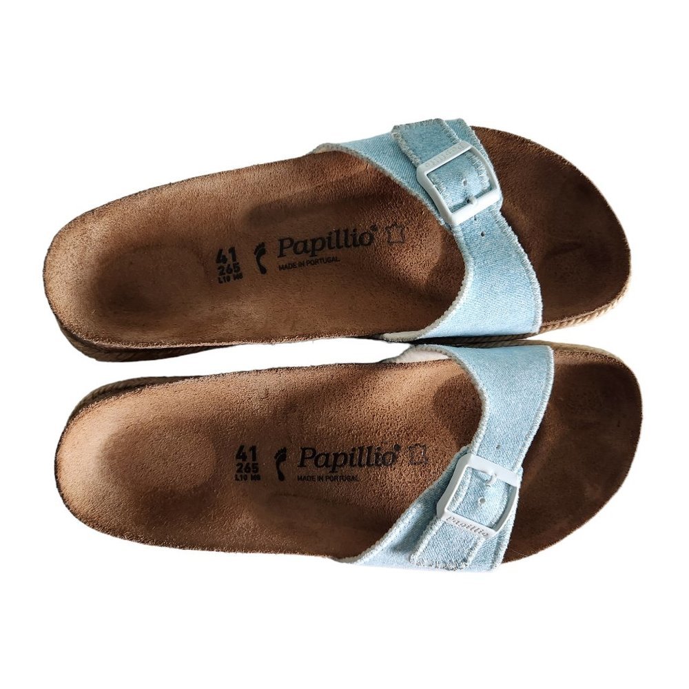 Birkenstock Papadillo Shoes Women's 10 Men's 8 Narrow Blue Madrid Slides Nubuck - Picture 5 of 11